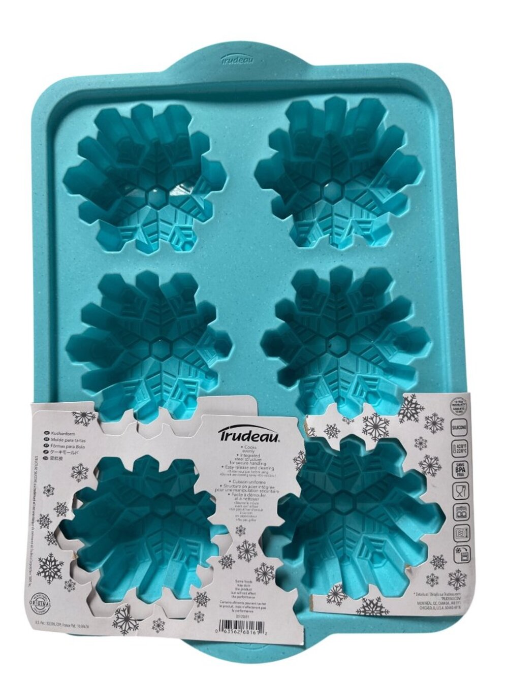 Trudeau Jumbo Snowflake Silicone Cupcake Pan For Baking & Decorating BPA-Free